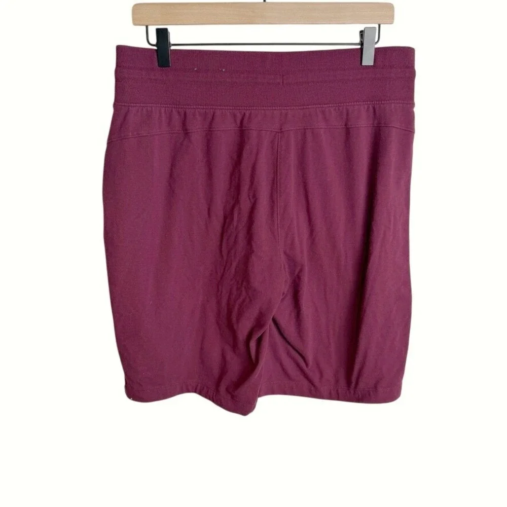 Tek Gear Women Burgundy Drawstring Lounge Shorts L Maroon Sweat Athletic Pockets